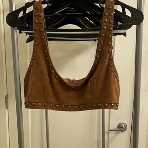 rivet suede Crop top